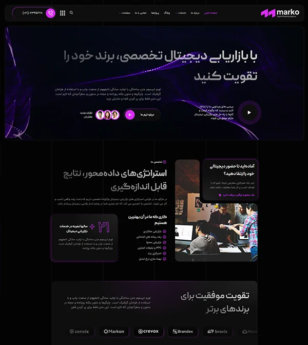 کیت قالب آماده المنتور آژانس دیجیتال مارکتینگ و بازاریابی Marko و سایت آماده المنتوری وردپرس