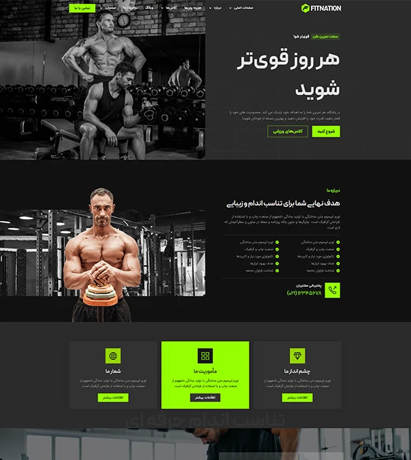 سایت آماده و کیت قالب المنتور وردپرس باشگاه-ورزشی-تناسب-اندام-فیتنس-مربی FitNation-کیت قالب و سایت آماده المنتوری وردپرس